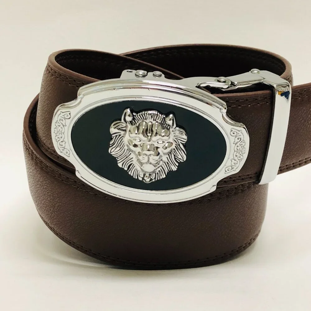 Dark Coffee Belt Automatic Buckle Slide Belts Strep‎ Leather Fit All Unisex New